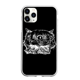 Чехол для iPhone 11 Pro Max матовый с принтом Чокнутый кот , Силикон |  | cat | белый | звери | кот | кошка | черный