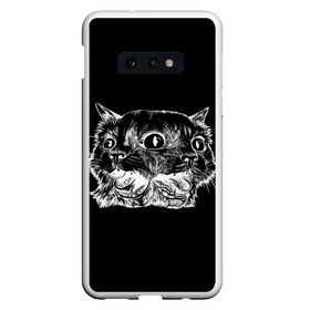 Чехол для Samsung S10E с принтом Чокнутый кот , Силикон | Область печати: задняя сторона чехла, без боковых панелей | cat | белый | звери | кот | кошка | черный