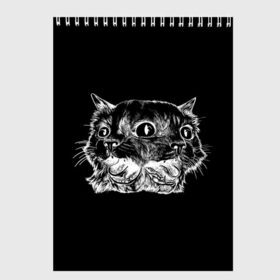 Скетчбук с принтом Чокнутый кот , 100% бумага
 | 48 листов, плотность листов — 100 г/м2, плотность картонной обложки — 250 г/м2. Листы скреплены сверху удобной пружинной спиралью | cat | белый | звери | кот | кошка | черный