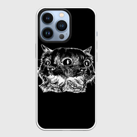 Чехол для iPhone 13 Pro с принтом Чокнутый кот ,  |  | cat | белый | звери | кот | кошка | черный