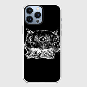 Чехол для iPhone 13 Pro Max с принтом Чокнутый кот ,  |  | cat | белый | звери | кот | кошка | черный