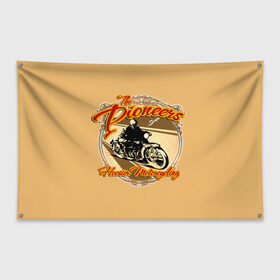 Флаг-баннер с принтом Hoosier Motorcycling , 100% полиэстер | размер 67 х 109 см, плотность ткани — 95 г/м2; по краям флага есть четыре люверса для крепления | motorcycle | байкеры | мотоциклы | пионеры