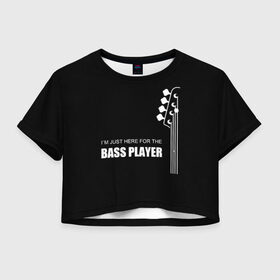 Женская футболка Crop-top 3D с принтом BASS PLAYER (GUITAR) , 100% полиэстер | круглая горловина, длина футболки до линии талии, рукава с отворотами | guitar | nick senpai | бас | бас гитара | гитара | марченко | никита марченко