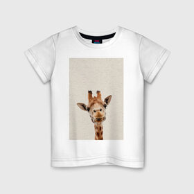 Детская футболка хлопок с принтом жираф , 100% хлопок | круглый вырез горловины, полуприлегающий силуэт, длина до линии бедер | giraffe | zoo | африканский жираф | жираф | жираф из зоопарка | жирафик | зоопарк
