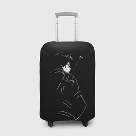 Чехол для чемодана 3D с принтом Кирито  , 86% полиэфир, 14% спандекс | двустороннее нанесение принта, прорези для ручек и колес | art | asuna | kazuto | kirito | online | sao | sword | yuuki | асуна | кадзуто | кирито | мастера | меча | мечник | онлайн | сао | черный | юки