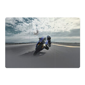Магнитный плакат 3Х2 с принтом Yamaha , Полимерный материал с магнитным слоем | 6 деталей размером 9*9 см | Тематика изображения на принте: clouds | helmet | motorcycle | racer | road | route | sky | speed | yamaha | гонщик | дорога | мотоцикл | небо | облака | скорость | трасса | шлем