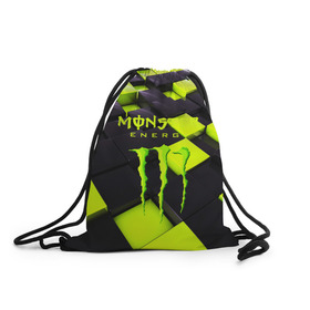 Рюкзак-мешок 3D с принтом MONSTER ENERGY , 100% полиэстер | плотность ткани — 200 г/м2, размер — 35 х 45 см; лямки — толстые шнурки, застежка на шнуровке, без карманов и подкладки | energy | monster energy | кофеин | монстр | монстр энерджи | напиток | таурин | энергетик | энергетический напиток