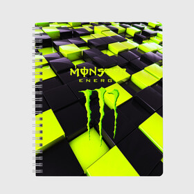 Тетрадь с принтом MONSTER ENERGY , 100% бумага | 48 листов, плотность листов — 60 г/м2, плотность картонной обложки — 250 г/м2. Листы скреплены сбоку удобной пружинной спиралью. Уголки страниц и обложки скругленные. Цвет линий — светло-серый
 | Тематика изображения на принте: energy | monster energy | кофеин | монстр | монстр энерджи | напиток | таурин | энергетик | энергетический напиток