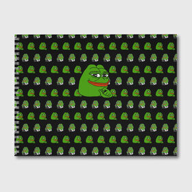 Альбом для рисования с принтом Frog Pepe , 100% бумага
 | матовая бумага, плотность 200 мг. | Тематика изображения на принте: meme | жаба | звук | лягушка | майнкрафт | мем | пепа | пепе | скин