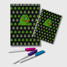 Блокнот с принтом Frog Pepe , 100% бумага | 48 листов, плотность листов — 60 г/м2, плотность картонной обложки — 250 г/м2. Листы скреплены удобной пружинной спиралью. Цвет линий — светло-серый
 | meme | жаба | звук | лягушка | майнкрафт | мем | пепа | пепе | скин