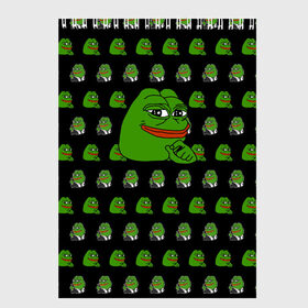 Скетчбук с принтом Frog Pepe , 100% бумага
 | 48 листов, плотность листов — 100 г/м2, плотность картонной обложки — 250 г/м2. Листы скреплены сверху удобной пружинной спиралью | Тематика изображения на принте: meme | жаба | звук | лягушка | майнкрафт | мем | пепа | пепе | скин