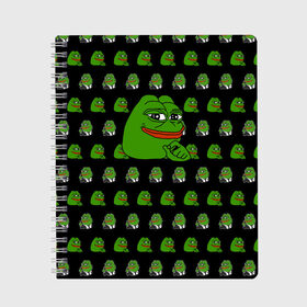 Тетрадь с принтом Frog Pepe , 100% бумага | 48 листов, плотность листов — 60 г/м2, плотность картонной обложки — 250 г/м2. Листы скреплены сбоку удобной пружинной спиралью. Уголки страниц и обложки скругленные. Цвет линий — светло-серый
 | Тематика изображения на принте: meme | жаба | звук | лягушка | майнкрафт | мем | пепа | пепе | скин