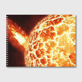 Альбом для рисования с принтом Космический объект , 100% бумага
 | матовая бумага, плотность 200 мг. | Тематика изображения на принте: planets | взрыв | взрывы | вселенная | вселенский | звезда | звёзды | космические | космический | космос | лава | мантия | огненный | огонь | пламя | планета | планеты | солнце | яркие | яркий