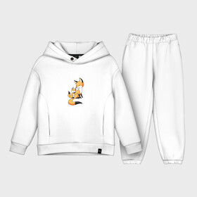 Детский костюм хлопок Oversize с принтом лиса и лисенок ,  |  | Тематика изображения на принте: две лисы | лиса | лиса и лисенок | лисенок обнимает маму лесу | милые лисички | мультяшные лисы
