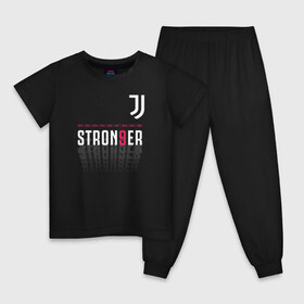 Детская пижама хлопок с принтом Juventus | Stronger (2021) , 100% хлопок |  брюки и футболка прямого кроя, без карманов, на брюках мягкая резинка на поясе и по низу штанин
 | 0x000000123 | juve | juventus | ronaldo | юве | ювентус
