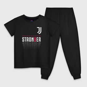 Детская пижама хлопок с принтом Juventus | Stronger (2021) , 100% хлопок |  брюки и футболка прямого кроя, без карманов, на брюках мягкая резинка на поясе и по низу штанин
 | Тематика изображения на принте: 0x000000123 | juve | juventus | ronaldo | юве | ювентус