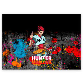 Поздравительная открытка с принтом Хисока Hunter x Hunter , 100% бумага | плотность бумаги 280 г/м2, матовая, на обратной стороне линовка и место для марки
 | anime | hunter | hunter x hunter | zoldyck | аниме | зодиак | охотник | охотники | хисока
