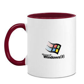 Кружка двухцветная с принтом Windows 98 , керамика | объем — 330 мл, диаметр — 80 мм. Цветная ручка и кайма сверху, в некоторых цветах — вся внутренняя часть | Тематика изображения на принте: microsoft | windows | windows98 | виндовс | майкрософт