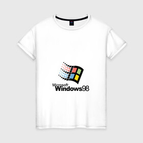 Женская футболка хлопок с принтом Windows 98 , 100% хлопок | прямой крой, круглый вырез горловины, длина до линии бедер, слегка спущенное плечо | microsoft | windows | windows98 | виндовс | майкрософт