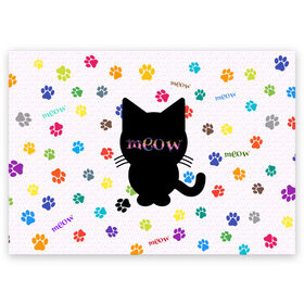 Поздравительная открытка с принтом Meow , 100% бумага | плотность бумаги 280 г/м2, матовая, на обратной стороне линовка и место для марки
 | meow | кот | котенок | котики | лапки | мяу