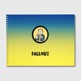 Альбом для рисования с принтом Fallout Фоллаут , 100% бумага
 | матовая бумага, плотность 200 мг. | Тематика изображения на принте: boy | fallout | new vegas | nuka cola | апокалипсис | бандиты | вегас | война | градиент | девочкам | детям | игра | логотипы игр | мальчикам | оружие | парни | пистолеты | подростковые | постапокалипсис | убежище