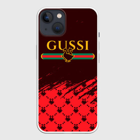 Чехол для iPhone 13 с принтом GUSSI   ГУСИ ,  |  | anti | antibrand | brand | fashion | gucci | gusi | gussi | logo | meme | memes | анти | антибренд | бренд | гуси | гуччи | забавные | лого | логотип | мем | мемы | мода | прикол | приколы | прикольные | символ