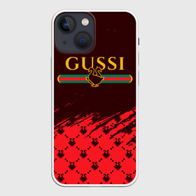 Чехол для iPhone 13 mini с принтом GUSSI   ГУСИ ,  |  | anti | antibrand | brand | fashion | gucci | gusi | gussi | logo | meme | memes | анти | антибренд | бренд | гуси | гуччи | забавные | лого | логотип | мем | мемы | мода | прикол | приколы | прикольные | символ