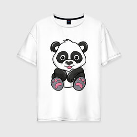 Женская футболка хлопок Oversize с принтом Панда , 100% хлопок | свободный крой, круглый ворот, спущенный рукав, длина до линии бедер
 | животные | медведи | медведь | милая панда | панда | панды