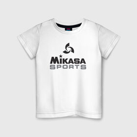 Детская футболка хлопок с принтом MIKASA SPORTS , 100% хлопок | круглый вырез горловины, полуприлегающий силуэт, длина до линии бедер | Тематика изображения на принте: beach | mikasa | voleybal | volleyball | волебол | волейбол | волейболист | волейболистка | воллейбол | микаса | пляжный