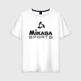 Женская футболка хлопок Oversize с принтом MIKASA SPORTS , 100% хлопок | свободный крой, круглый ворот, спущенный рукав, длина до линии бедер
 | beach | mikasa | voleybal | volleyball | волебол | волейбол | волейболист | волейболистка | воллейбол | микаса | пляжный