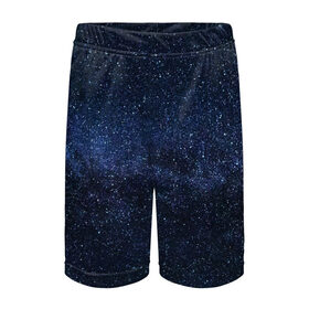 Детские спортивные шорты 3D с принтом звездное небо ,  100% полиэстер
 | пояс оформлен широкой мягкой резинкой, ткань тянется
 | neon | space | stars | звезды | млечный путь