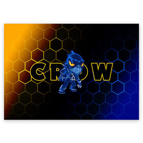 Поздравительная открытка с принтом BRAWL STARS CROW / ВОРОН , 100% бумага | плотность бумаги 280 г/м2, матовая, на обратной стороне линовка и место для марки
 | 8 bit | 8бит | brawl | cnfhc | crow | hfdk | leon | logo | sandy | skull | spike | stars | бравл | бравла | браво | ворон | игра | игры | икфцд | кроу | леон | лого | логотип | символ | спайк | старс | старса | сэнди | череп | ыефкы