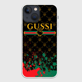 Чехол для iPhone 13 mini с принтом GUSSI   ГУСИ ,  |  | anti | antibrand | brand | fashion | gucci | gusi | gussi | logo | meme | memes | анти | антибренд | бренд | гуси | гуччи | забавные | лого | логотип | мем | мемы | мода | прикол | приколы | прикольные | символ