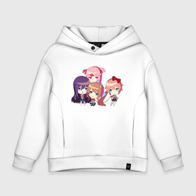 Детское худи Oversize хлопок с принтом Doki Doki Literature club!  , френч-терри — 70% хлопок, 30% полиэстер. Мягкий теплый начес внутри —100% хлопок | боковые карманы, эластичные манжеты и нижняя кромка, капюшон на магнитной кнопке | Тематика изображения на принте: anime | anime game | doki doki | doki doki literature club | literature club | monika | natsuki | sayori | yuri | аниме | аниме игра | доки доки | доки доки литературный клуб | литературный клуб | моника | нацуки | саери | юри