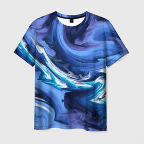 Мужская футболка 3D с принтом Абстрактные волны , 100% полиэфир | прямой крой, круглый вырез горловины, длина до линии бедер | абстракция | акрил | волны | градиент | тай дай