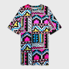 Платье-футболка 3D с принтом Ацтеки ,  |  | абстракция | африка | африканский мотив | африканский паттерн | ацтеки | коллаж | паттерн | хиппи