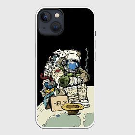 Чехол для iPhone 13 с принтом Help ,  |  | coin | cosmonaut | cosmos | hat | moon | planet | space | spacesuit | космонавт | космос | луна | монета | планета | шляпа