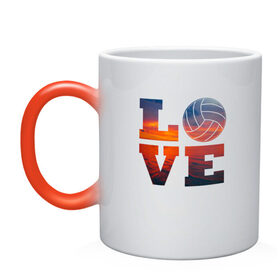 Кружка хамелеон с принтом LOVE Volleyball , керамика | меняет цвет при нагревании, емкость 330 мл | beach | i love | live | love | voleybal | volleyball | волебол | волейбол | волейболист | волейболистка | воллейбол | пляжный | я люблю