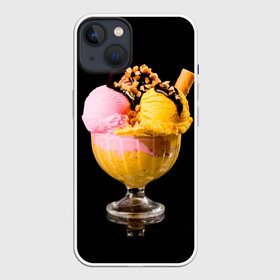 Чехол для iPhone 13 с принтом Мороженое ,  |  | мороженое | сладости | стакан | чёрный | шоколад