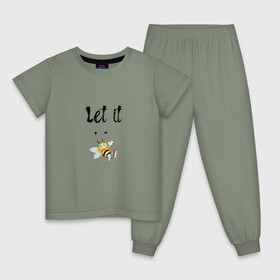Детская пижама хлопок с принтом Let it bee , 100% хлопок |  брюки и футболка прямого кроя, без карманов, на брюках мягкая резинка на поясе и по низу штанин
 | bee | let it be | let it bee | битлз | пчела