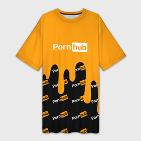 Платье-футболка 3D с принтом Porn Hub ,  |  | hub | logo | краска | лого | логотип | сайт | хаб