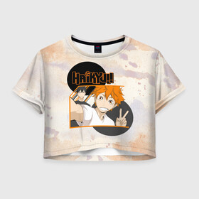 Женская футболка Crop-top 3D с принтом haikyuu , 100% полиэстер | круглая горловина, длина футболки до линии талии, рукава с отворотами | anime. волейбол | haikyuu | аниме | тобио кагеяма | харуити фурудатэ | шоё хината