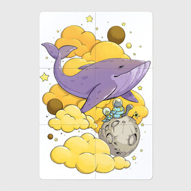 Магнитный плакат 2Х3 с принтом Космический кит , Полимерный материал с магнитным слоем | 6 деталей размером 9*9 см | cat | space | кит | космонавт | космос | кот