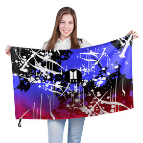 Флаг 3D с принтом BTS , 100% полиэстер | плотность ткани — 95 г/м2, размер — 67 х 109 см. Принт наносится с одной стороны | bts | k pop | абстракция | арми | брызги | бтс | кей поп | кейпоп | корея | кпоп | неон
