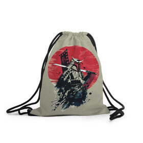 Рюкзак-мешок 3D с принтом Samurai man , 100% полиэстер | плотность ткани — 200 г/м2, размер — 35 х 45 см; лямки — толстые шнурки, застежка на шнуровке, без карманов и подкладки | Тематика изображения на принте: бамбук | катана | сакура | самурай | япония