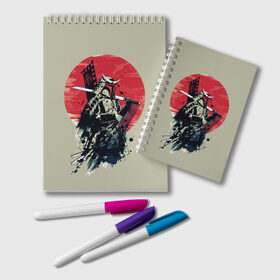 Блокнот с принтом Samurai man , 100% бумага | 48 листов, плотность листов — 60 г/м2, плотность картонной обложки — 250 г/м2. Листы скреплены удобной пружинной спиралью. Цвет линий — светло-серый
 | бамбук | катана | сакура | самурай | япония
