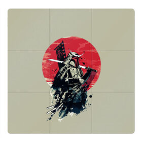 Магнитный плакат 3Х3 с принтом Samurai man , Полимерный материал с магнитным слоем | 9 деталей размером 9*9 см | Тематика изображения на принте: бамбук | катана | сакура | самурай | япония