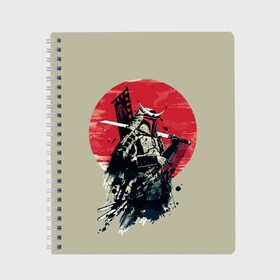 Тетрадь с принтом Samurai man , 100% бумага | 48 листов, плотность листов — 60 г/м2, плотность картонной обложки — 250 г/м2. Листы скреплены сбоку удобной пружинной спиралью. Уголки страниц и обложки скругленные. Цвет линий — светло-серый
 | бамбук | катана | сакура | самурай | япония