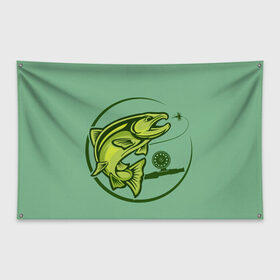 Флаг-баннер с принтом Large fish , 100% полиэстер | размер 67 х 109 см, плотность ткани — 95 г/м2; по краям флага есть четыре люверса для крепления | океан | рыбалка | рыбы | спининг