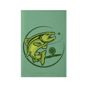 Обложка для паспорта матовая кожа с принтом Large fish , натуральная матовая кожа | размер 19,3 х 13,7 см; прозрачные пластиковые крепления | океан | рыбалка | рыбы | спининг